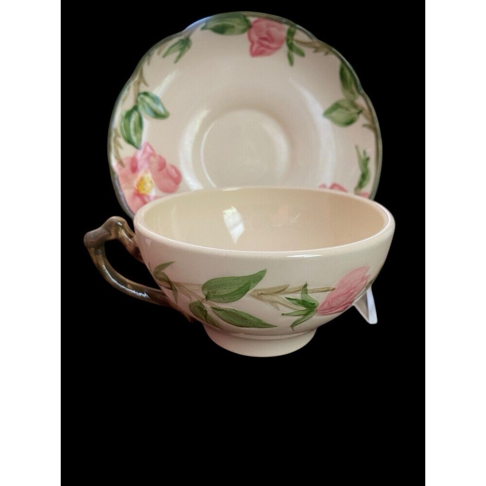 Vintage Franciscan Desert Rose Cup and Saucer Set USA Floral 2pc 1940s